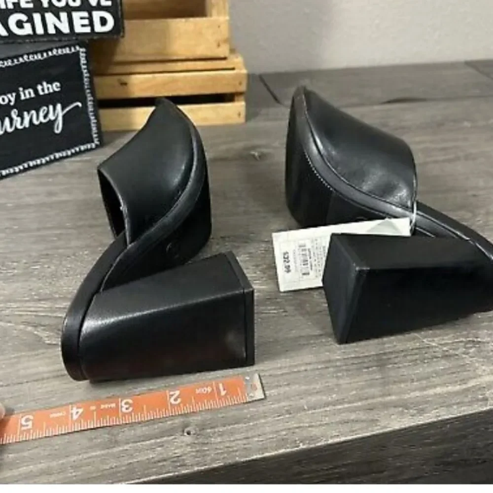 Women's black Memory Foam Open Toe 4inch block heels
